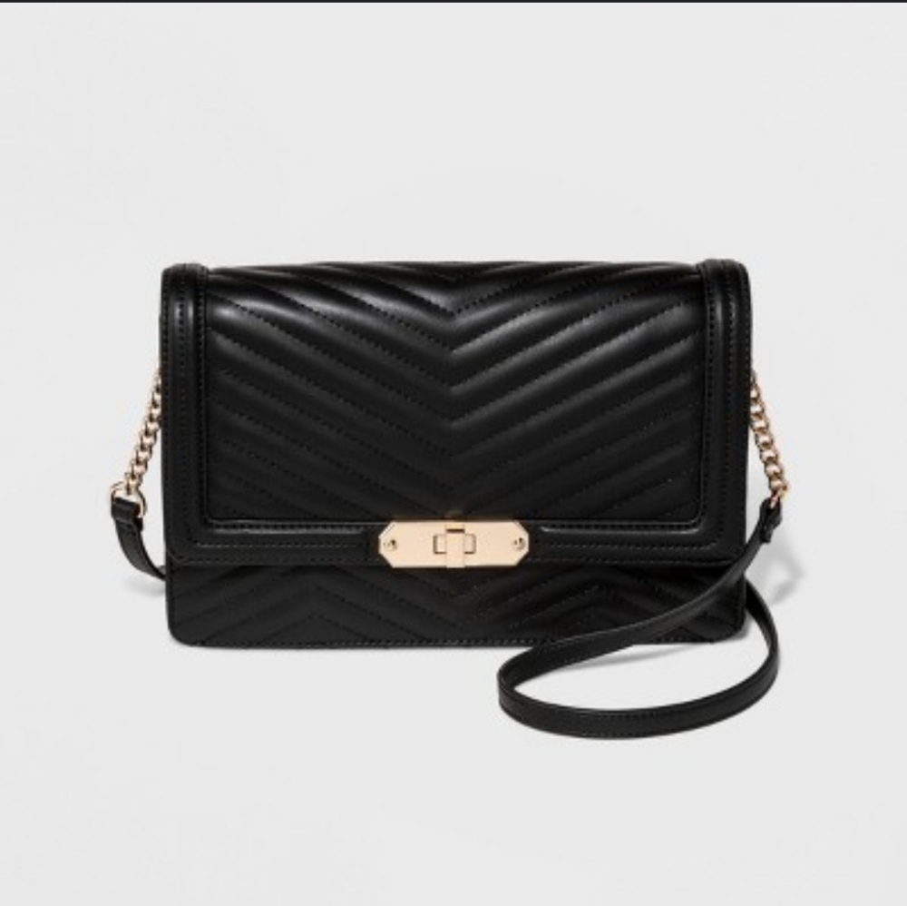 A New Day Black and Gold Quilted Bag
